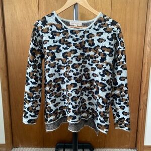 Philosophy Womens Brown Shirt Cheetah Print Long Sleeve Crew Neck Size s